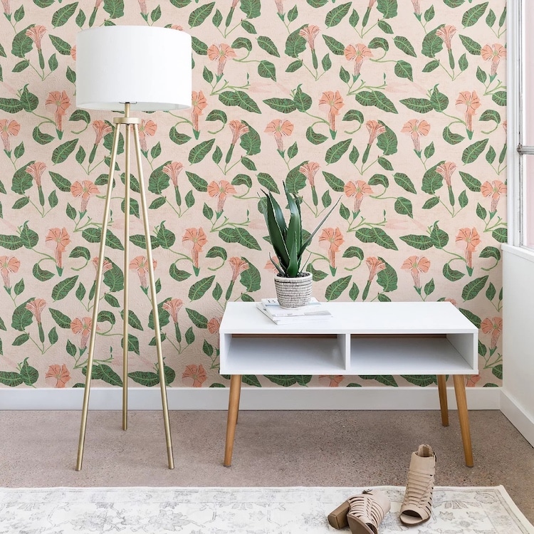 Pale Pink Floral Self-Adhesive Wallpaper