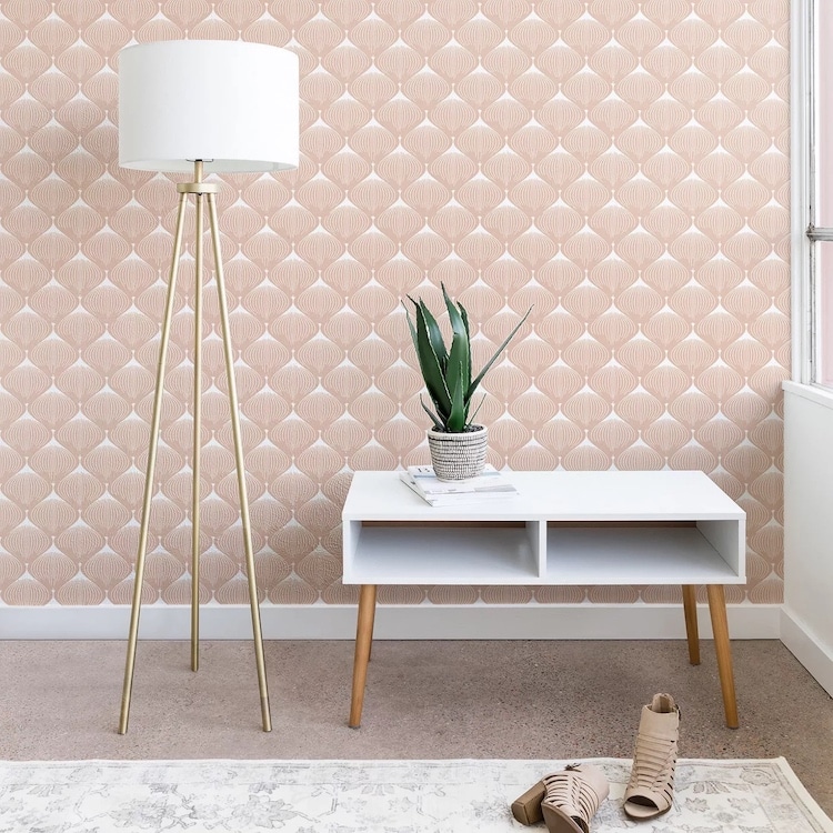 Pale Pink Geometric Peel and Stick Wallpaper